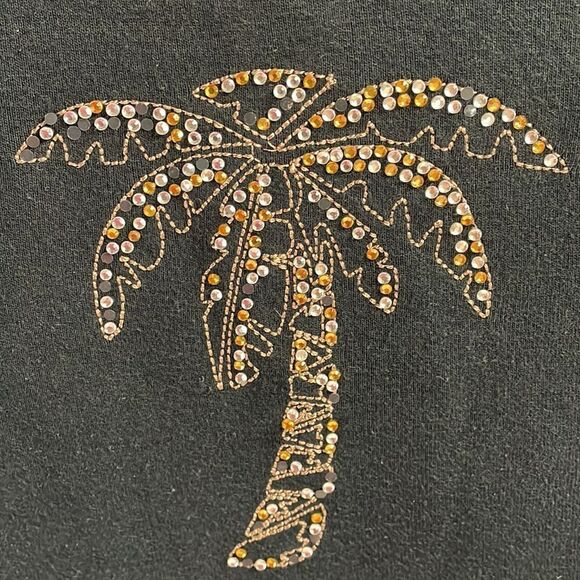 Palm Grove Petite, Ladies Tank with Blinged Palm Tree, Size PXL , Black Tank - Picture 3 of 5